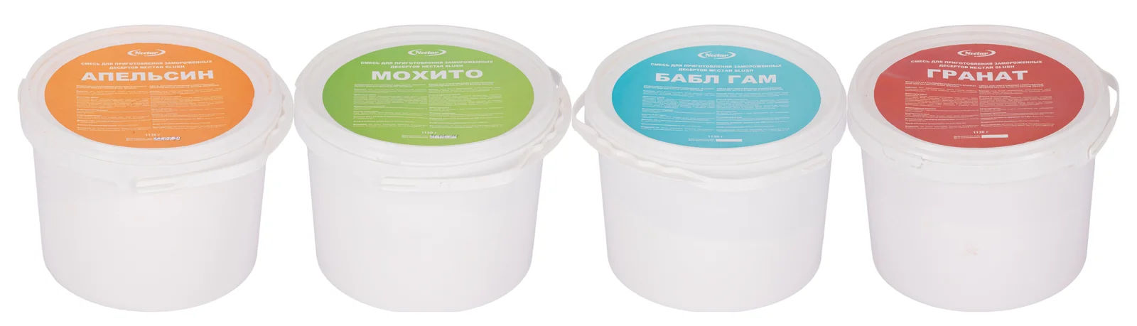 Вёдра вкусовых смесей Nectar: апельсин, мохито, бабл гам и гранат